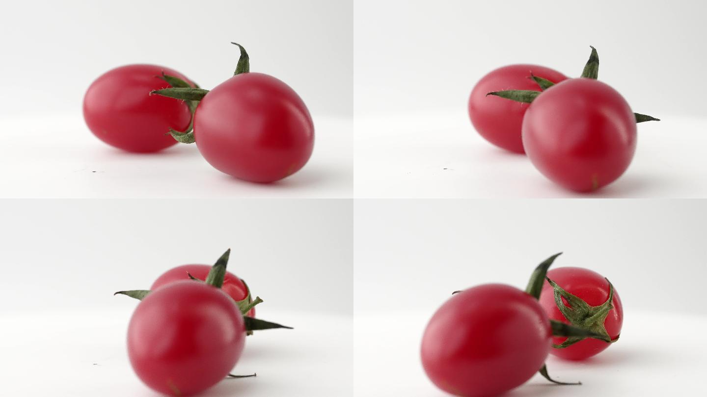 旋转拍摄碗中新鲜有机小番茄