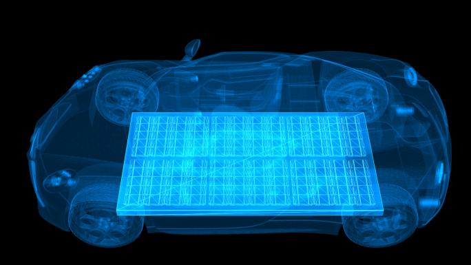 4K三维光影新能源汽车电池充电通道循环