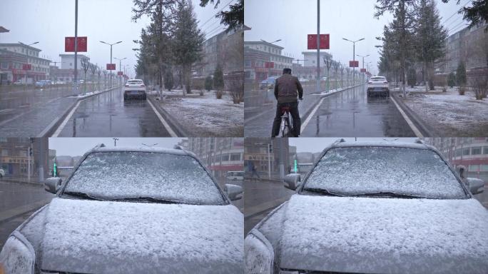 下雪天的城市街道