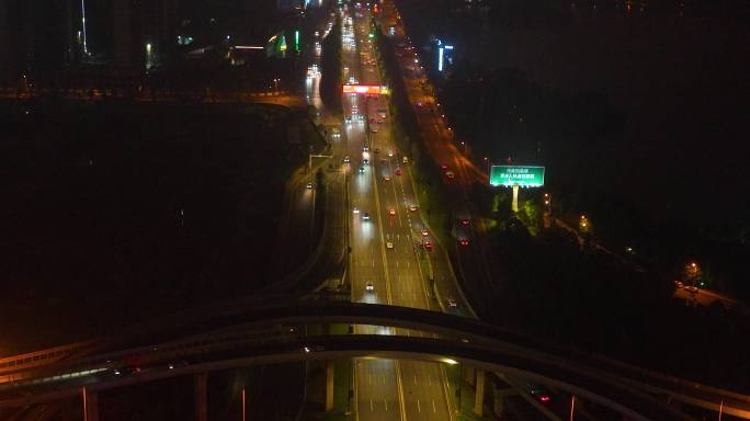 5K航拍深夜城市交通立交桥2