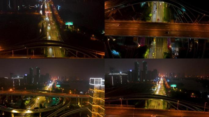 5K航拍深夜城市交通立交桥合集
