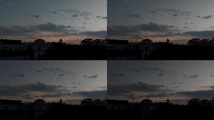 傍晚天空慢慢变暗延时摄影