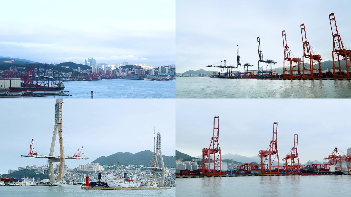 韩国釜山 港口码头 货轮停靠 集装箱