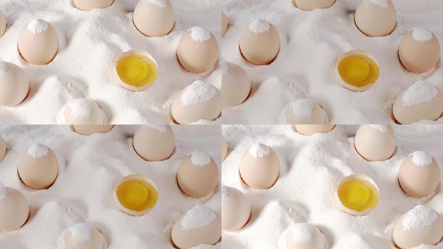 精选大个鸡蛋和面粉的碰撞