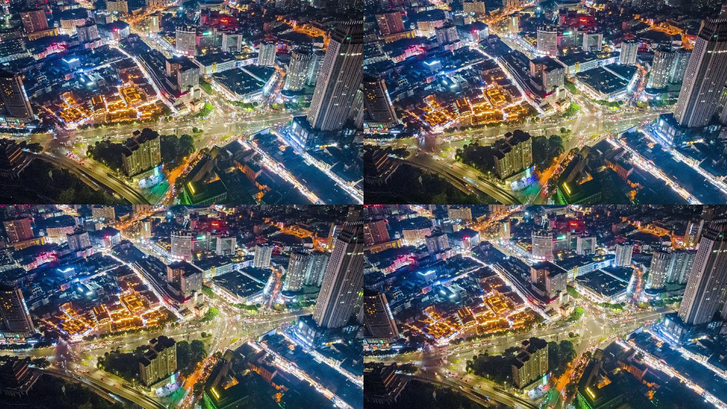 南宁朝阳广场商圈夜景航拍