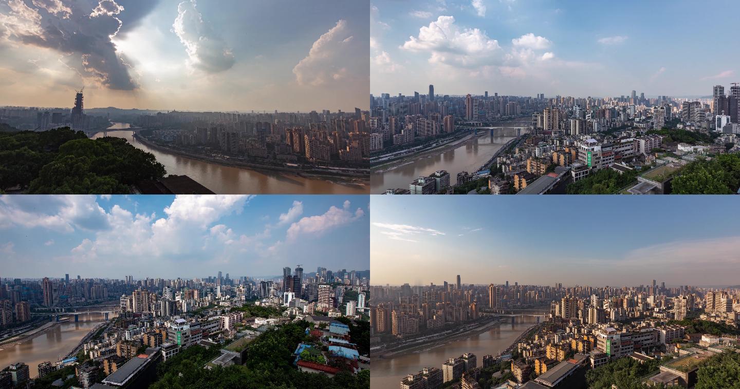 重庆最高楼陆海新天地城市光影变化鹅岭公园