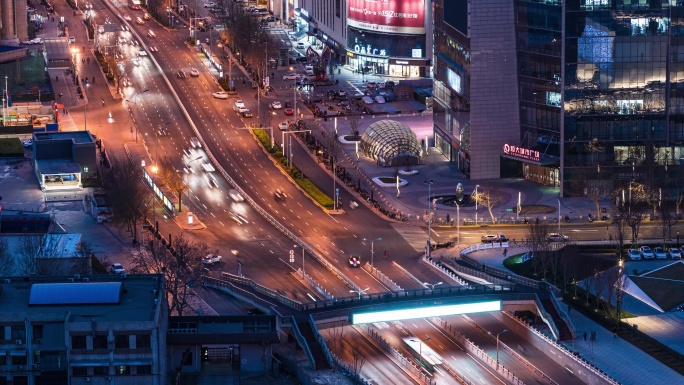 中山路城市夜景车流延时