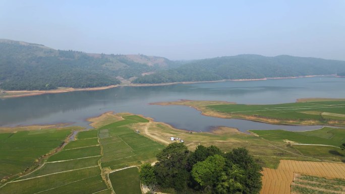 【三花航拍】水库 稻田 茶山 航拍拉近