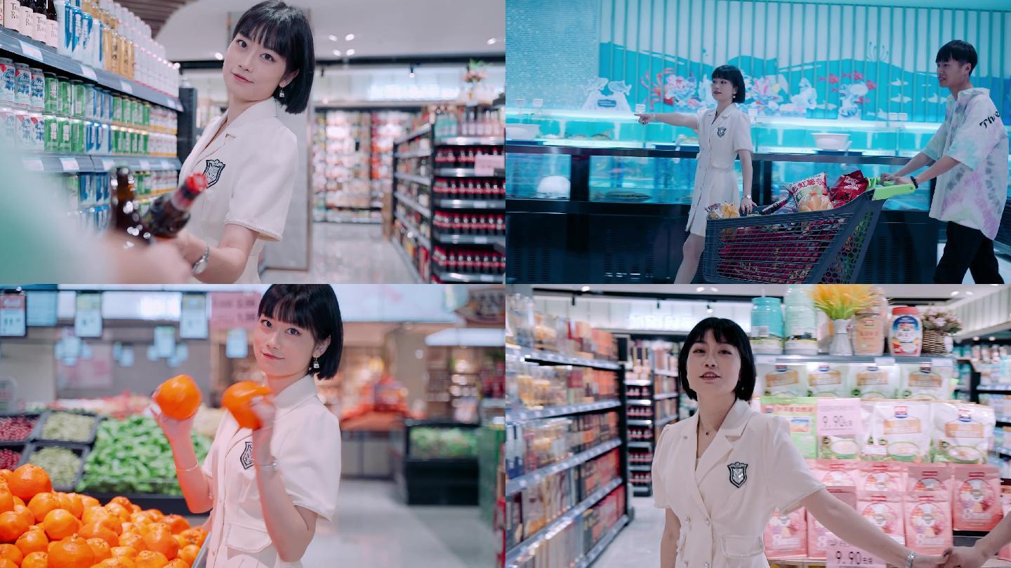 年轻情侣在超市挑选厨具-蓝牛仔影像-中国原创广告影像素材