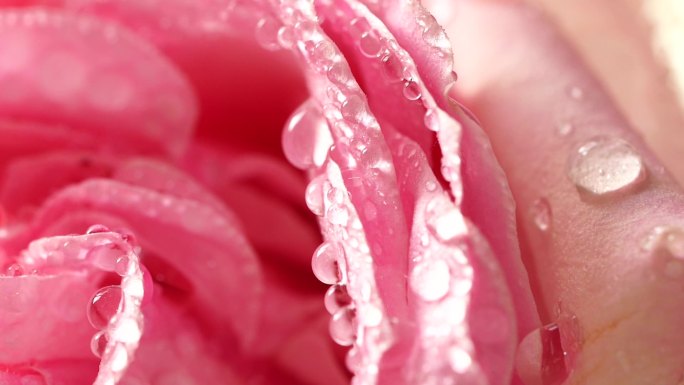 水滴落在粉色玫瑰上 金银剔透的粉色玫瑰
