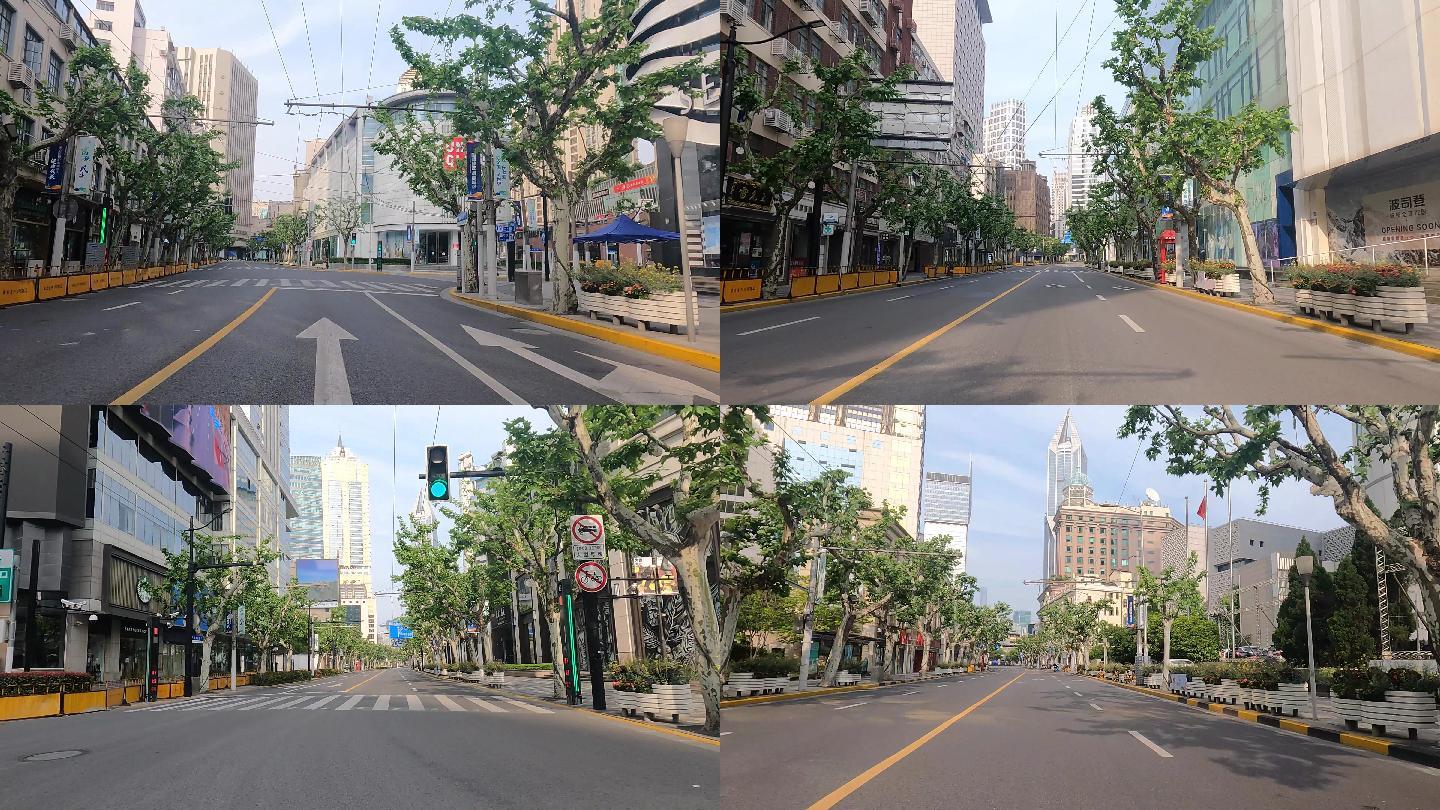 上海封城中的现代都市阳光街道路况