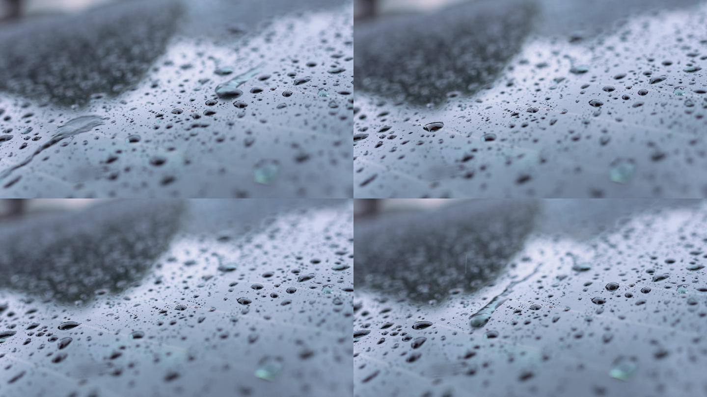 4K正版-下雨天滴落玻璃上的雨滴