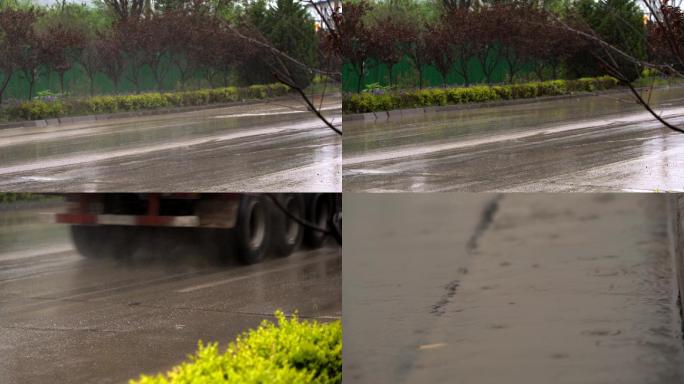 雨天行车 车过积水路面