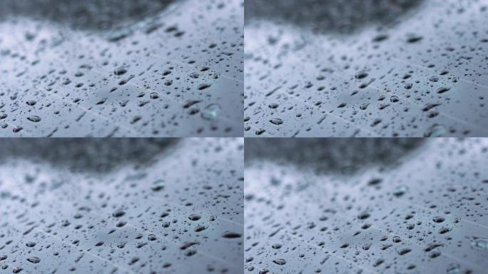 4K正版-下雨天滴落玻璃上的雨滴