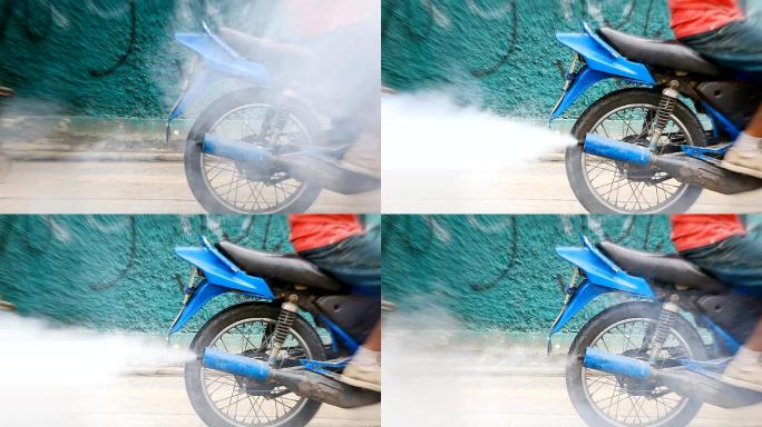 摩托车排放的一氧化碳。