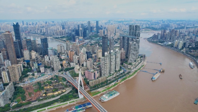 4k 航拍重庆渝中半岛 解放碑中央商务区