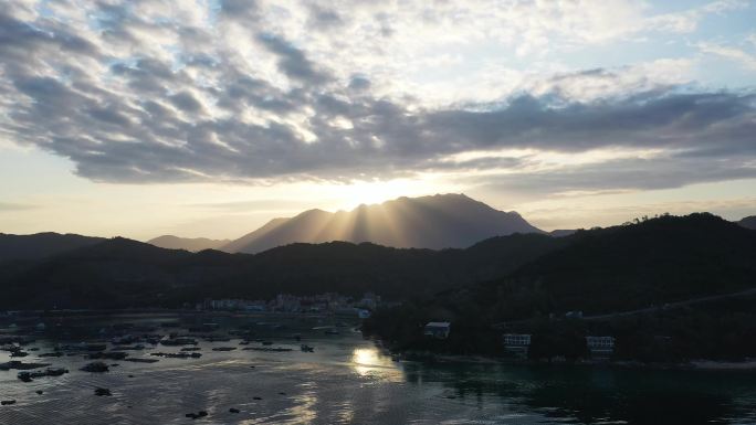 深圳 大鹏新区 日出 航拍 山峰