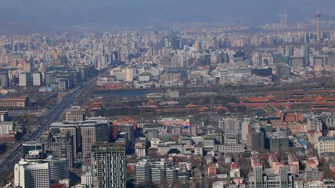 国贸顶层鸟瞰北京城市中心区