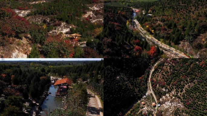 秋季山水 北京秋天风景 郊区航拍