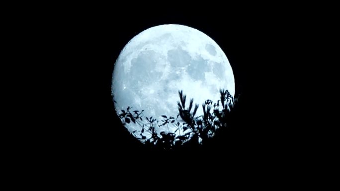 月亮在夜间移动深夜