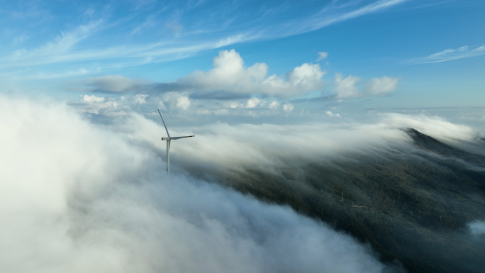 云海中的风车、海港 4K 绿色能源