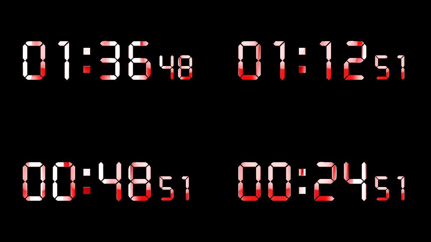 4K红色液晶数字倒数2分钟精确毫秒 2