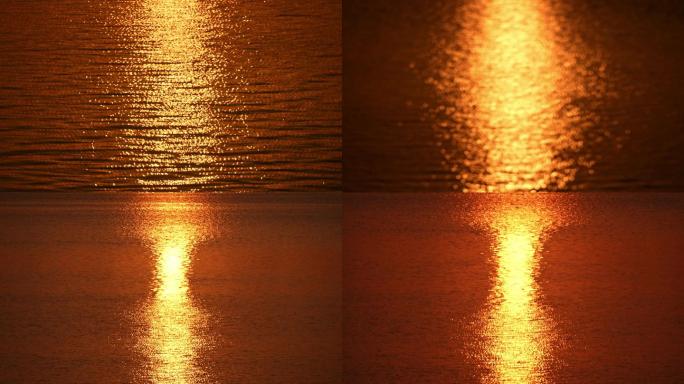 金色湖面水波纹水光波粼粼水光波
