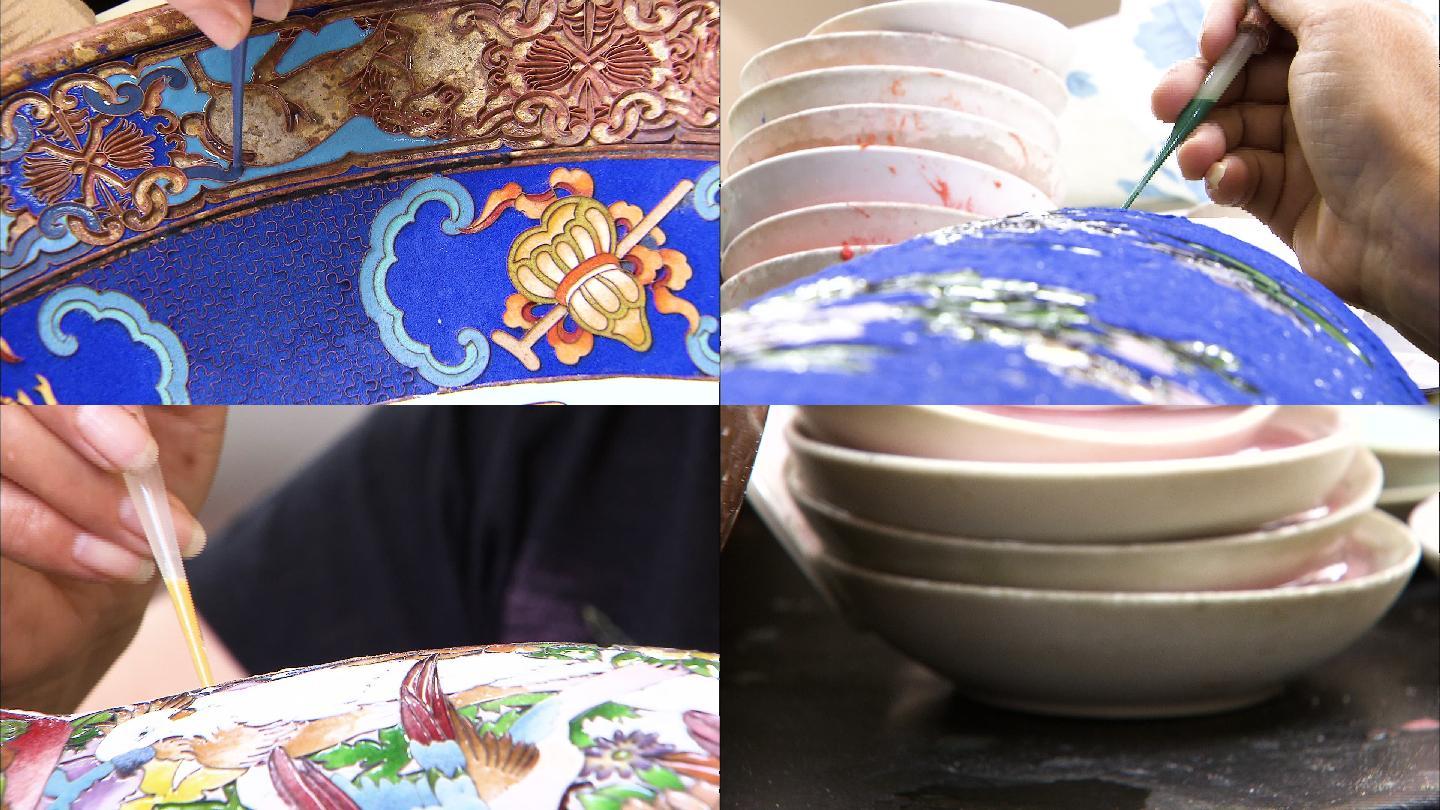 陶器上色 陶瓷绘画 中国陶瓷 绘画