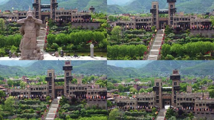 四川阿坝州茂县中国古羌城风景航拍