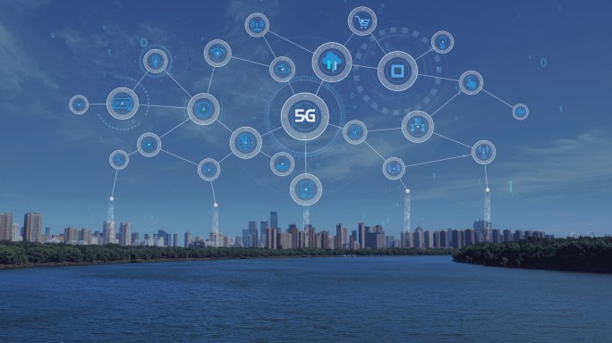 点线连接5G AI功能图标展示