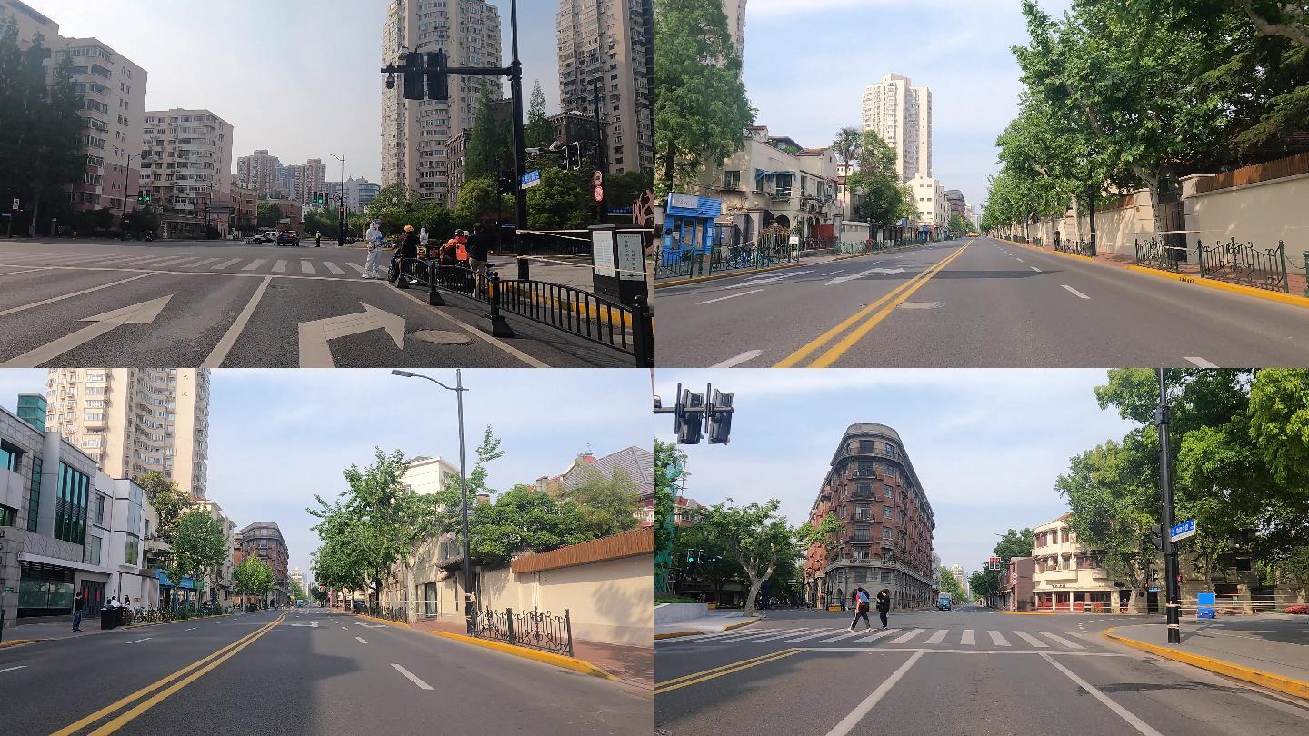 上海封城中的晴朗街道建筑