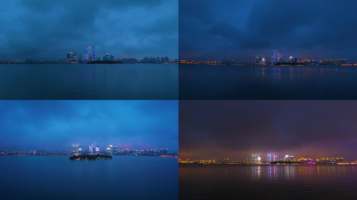 苏州东方之门风云夜景延时摄影