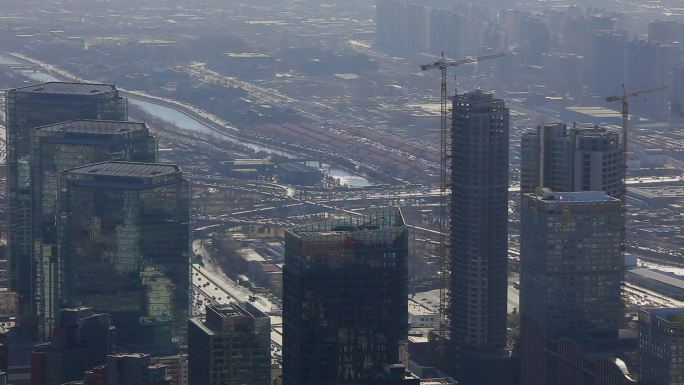 国贸顶层鸟瞰建设中的北京城市东三环