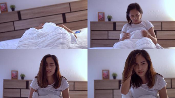 亚洲女性早上在床上头痛可能是偏头痛