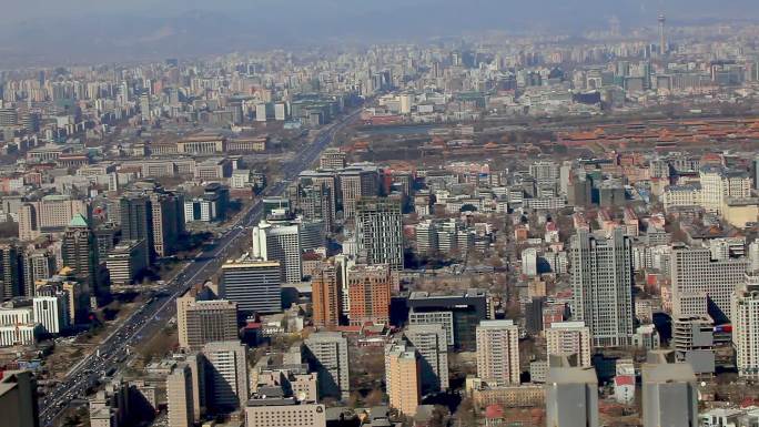 国贸顶层鸟瞰北京城市中心区