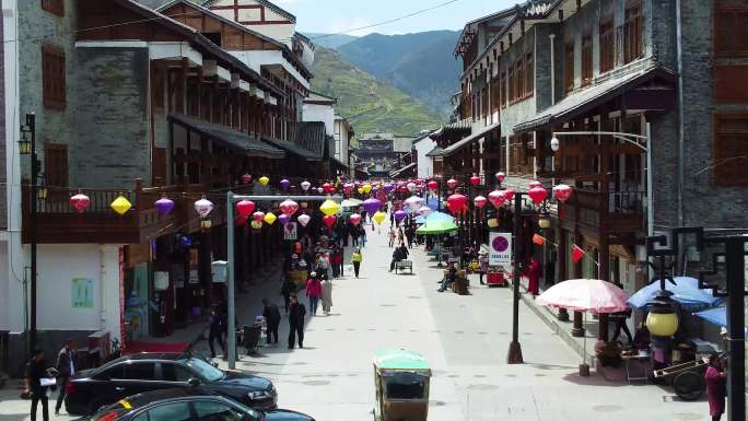 四川阿坝松潘县松州古城风景航拍