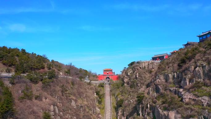 泰安泰山航拍 南天门 中天门 缆车