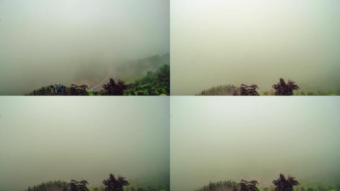 周家山云雾迷雾大雾天气下的高速公路