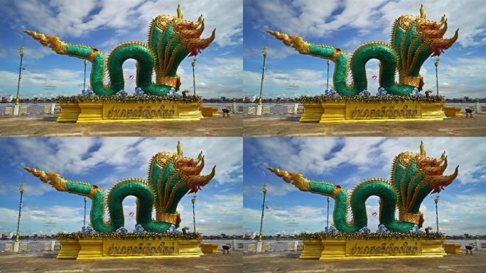 泰国清迈寺的龙雕塑