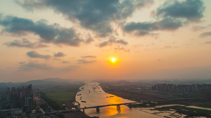 安徽省蚌埠市淮河夏日日落延时4k