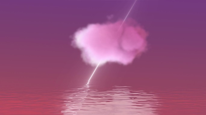 蒸汽波赛博朋客云朵光束海洋