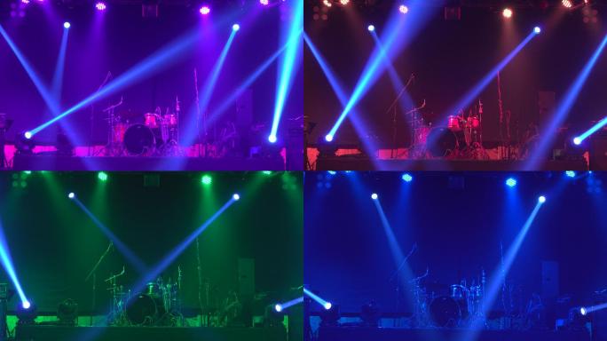 舞台上的聚光灯和颜色都在变化。