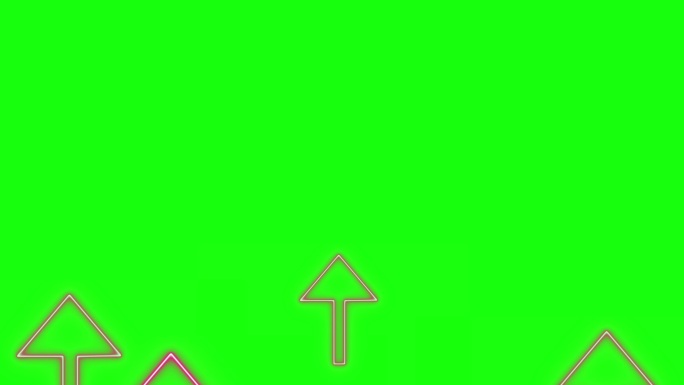 向上移动箭头霓虹灯Led屏幕背景在一个循环股票视频与绿色屏幕色度键控-隔离在绿色背景上