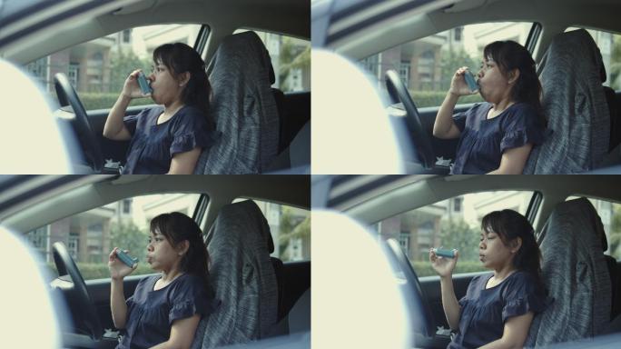 亚洲女性在车内哮喘发作