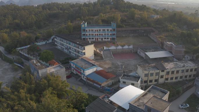 航拍 乡村小学 农村小学 希望小学