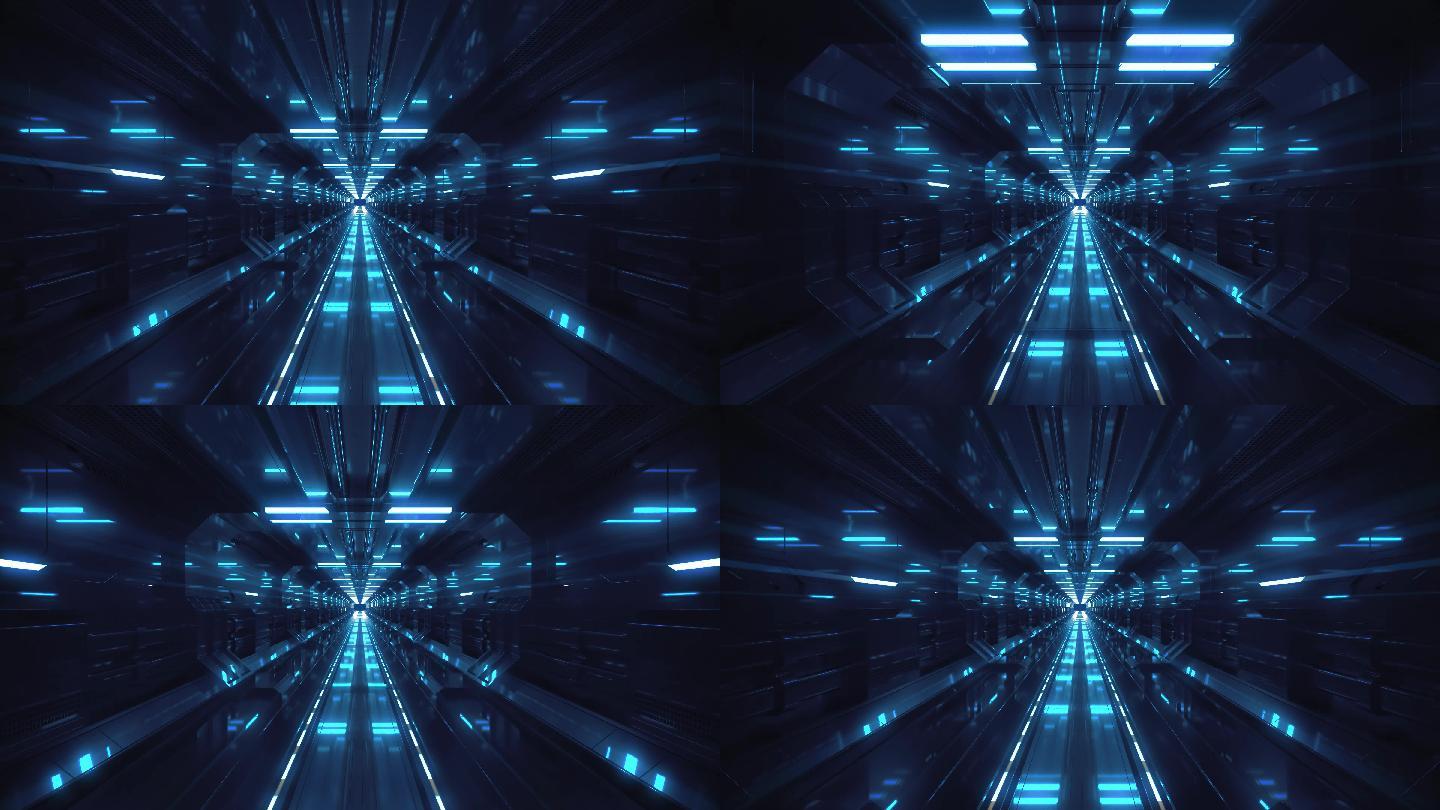 科技背景隧道穿梭无缝循环动画