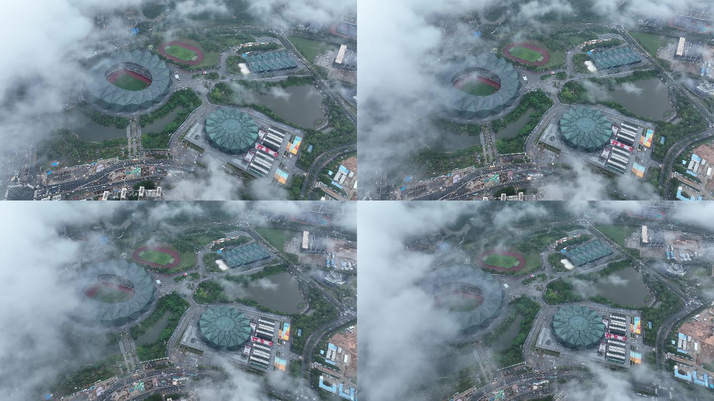 【4K正版】云层下的深圳龙岗大运体育中心