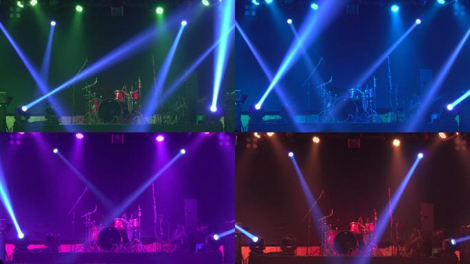 舞台上的聚光灯和颜色都在变化。