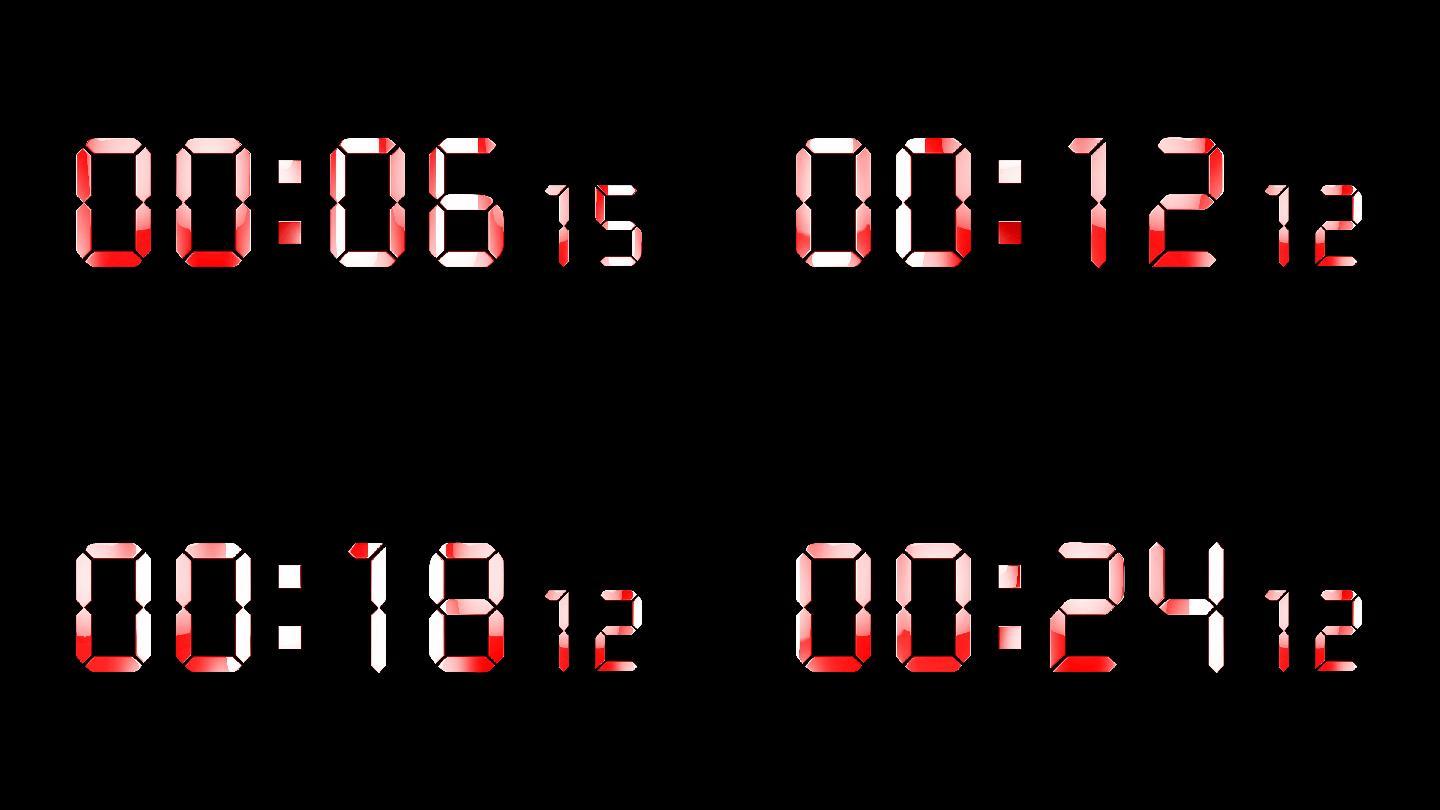 4K红色液晶数字顺数30秒钟精确毫秒 2