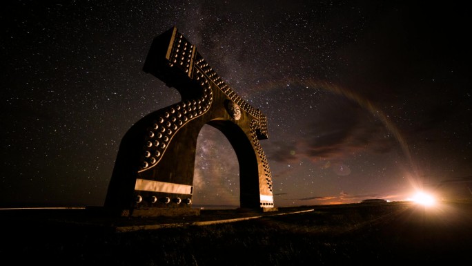 草原蒙古族博客建筑星空纪录大屏幕背景